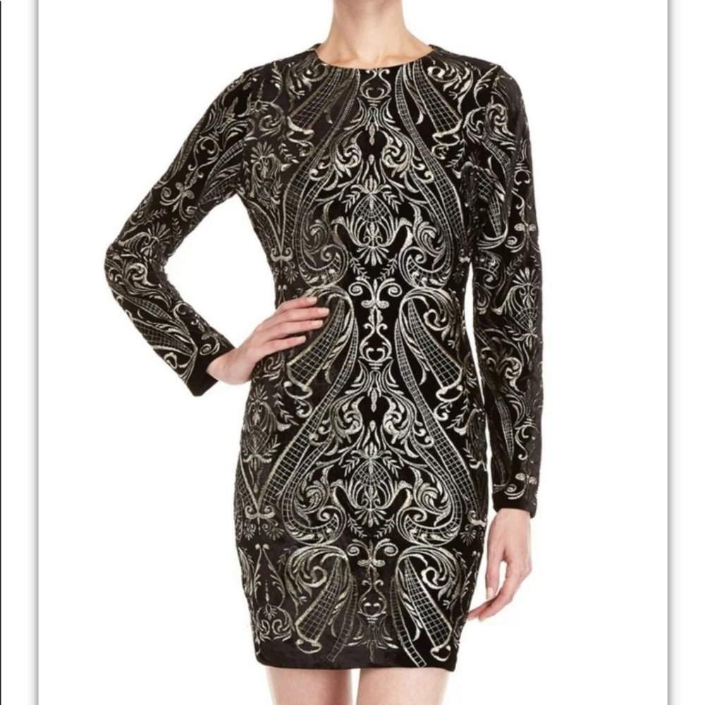 Alexia Admor Velvet Embroidered Sheath Dress
